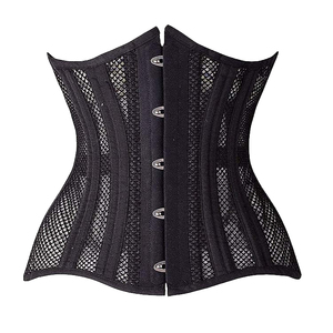 Corset Femme Grande Taille à Baleines en Acier, à Lacets, Noir et Blanc, pour Mariage, en Résille Sous Poitrine, 5 Broches, Boutons, Respirant, Design Tissé - Product Image 1