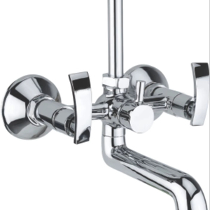 Grifo mezclador de pared 2 en 1 de latón cromado con soporte de banda para lavadora, grifo de agua para lavabo de baño y sistemas de doble salida - Product Image 1