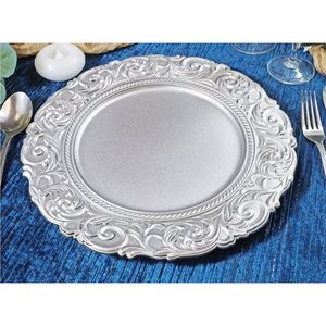 Wholesale Silver Metallic Reef Charger <b>Plate</b> Round Underplate Set Bulk Luxury Decorative Table <b>Mat</b> for Wedding Party Under <b>Plate</b> - Product Image 5