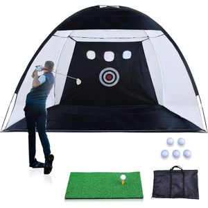 Kit de filet d'entraînement de golf 10x7 pieds avec tapis, balles, tee, cible et sac pour l'entraînement à domicile dans la cour - Product Image 1
