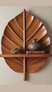 Modern <b>Wooden</b> Leaf <b>Wall</b>-Mounted Built-in Light <b>Plant</b> Holder for Living Room - Product Image 3