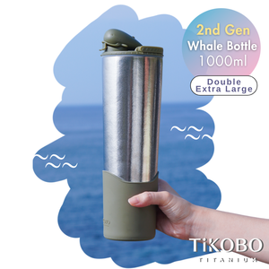 TiKOBO Pure Titanium Whale Cup 2nd Generation 1000ml - Free Thick Straw & Straw Sleeve (Beverage Cup, Eco-friendly Cup) - Product Image 1