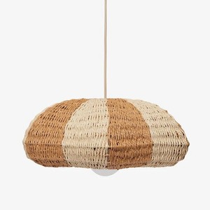 Lámpara Colgante de Techo Artesanal de Dos Tonos con Pantalla de Cúpula Rayada de Seagrass Tejido Natural Harmony, Iluminación Boho Decorativa - Product Image 1
