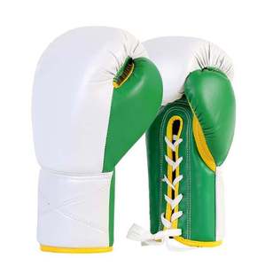 <b>White</b> Green Yellow Leather <b>Boxing</b> <b>Gloves</b> Lace Up Breathable Professional <b>Boxing</b> Gear Adults 14 Years & Up - Product Image 5