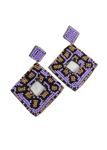 Mignon fait à la main perle de rocaille broderie étoile balancent goutte boucle d'oreille avec Premium nouveau Design et élégant bijoux touche pour fille - Product Image 3