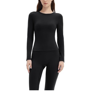 Conjunto de Top de Yoga sin Mangas con Cuello Redondo y Leggings de Cintura Media, Color Sólido, Largo Completo, Spandex/Nylon, 2 Piezas, Tallas Grandes, Secado Rápido - Product Image 4