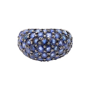 Natural Round Cut Blue Sapphire Gemstone 925 Solid Sterling Silver Handmade <b>Dome</b> <b>Rings</b> Jewelry for Wholesale - Product Image 3