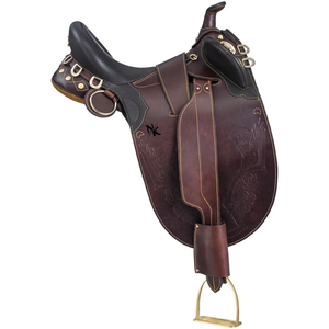 Silla de montar australiana de cuero genuino de vaca, asiento profundo, ajustable, para equitación de resistencia y senderismo profesional, con armazón de madera - Product Image 1