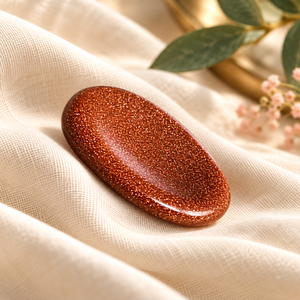 Pierre de pouce en Goldstone rouge, ovale, polie, 1,5 x 0,6 pouces, cristal Feng Shui portable, décoration d'intérieur 7 Chakras - Product Image 6