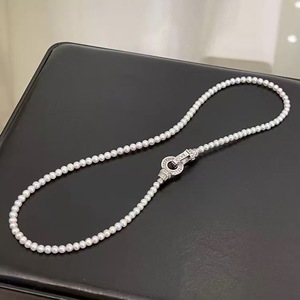 Collier en perles d'eau douce naturelles de style haute couture, 3-4 cercles, zircone carrée simple, vente en gros - Product Image 1