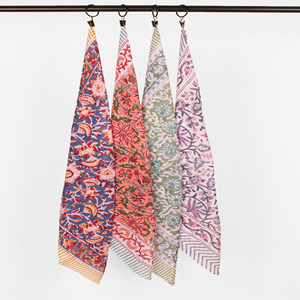 Pañuelo Cuadrado de Algodón de Lujo Estilo Bohemio, Bandana Unisex de Verano con Estampado a Bloques, Agradable al Tacto - Product Image 1