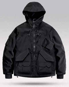 <b>Waterproof</b> Men's Techwear Tactical <b>Jacket</b> Multi-Pocket Cargo Hooded Windbreaker Streetwear Cyberpunk Utility Outerwear Coat - Product Image 3