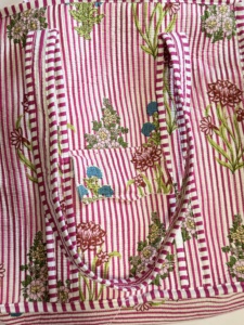 Sac fourre-tout en coton brodé rayé rose, style bohème, fermeture à fermoir, sac de shopping - Product Image 5