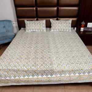 Parure de lit en coton pur indien, motif floral imprimé, gris moutarde, avec 2 taies d'oreiller pour la décoration intérieure (vente en gros) - Product Image 2