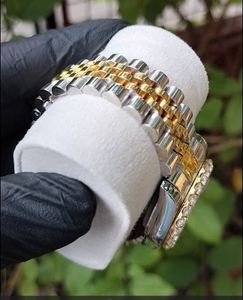 Montre-bracelet de luxe moderne en or jaune, chronomètre sportif, cadran en nacre, lunette sertie de diamants, boîtier en acier inoxydable, date automatique - Product Image 5