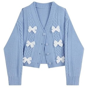 Suéter de lana personalizado, informal, ecológico, transpirable, antipilling, teñido con hilo, holgado, de invierno, con cuello en V, manga larga y bonito bordado. - Product Image 2