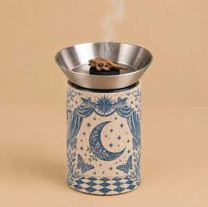 Brûleur d'encens en métal avec base cylindrique en lin, motif Dubai Skyline, porte-encens d'aromathérapie - Product Image 5