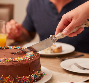 Ensemble de 2 spatules à gâteau et couteau dentelé avec manche en cristal, couleur or champagne, outils de découpe pour desserts - Product Image 5