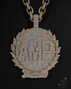 Iced Out Moissanite Champion <b>Pendant</b> Gold Filled Hip Hop Men's Theme Charm Jewelry Custom <b>Initial</b> Letter Circle Two Tone <b>Pendant</b> - Product Image 2