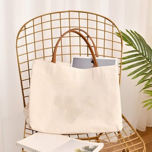 Adjustable Printed <b>Canvas</b> <b>Duffle</b> <b>Bag</b> Leather Straps Zipper Closure Eco-Friendly Water Resistant Beige Color Large Capacity - Product Image 3