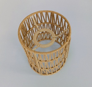 Best Design Cylinder Raffia Cylinder <b>Drum</b> Lampshades for Pendant Chandeliers with E27 Fittings in customized iron wire for hotel - Product Image 4