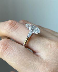 Anillo de Diamante Cultivado en Laboratorio de 3.50 Quilates con Corte Pera, Oro Blanco de 14K, Joyería Clásica para Compromiso y Boda, Original - Product Image 5