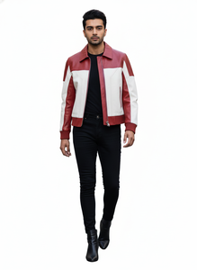 Custom red and <b>white</b> Biker Leather <b>Jacket</b> <b>Men</b> Genuine Leather OEM Manufacturer Wholesale Supplier - Product Image 5