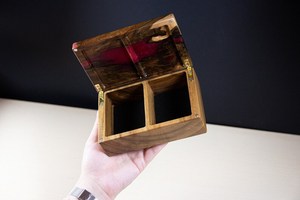 Burgundy Blaze <b>Keepsake</b> Case Scarlet Drift Wood Case Red Finish Artistic Storage <b>Box</b> For Jewelry organizer Resin Crafts - Product Image 2