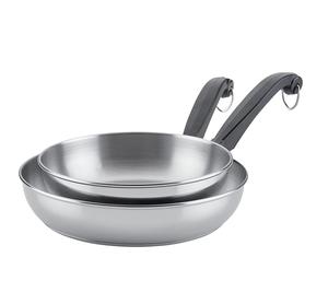 Stainless Steel Twin Pack Skillet Durable Non-Stick Frying <b>Pans</b> for Everyday Cooking Even Heat Distribution - Product Image 1
