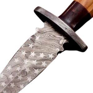 Cuchillo de Caza de Acero de Damasco con Punta Caída, Mango de Madera, Hoja Recta, Cuchillo Táctico de Supervivencia para Exteriores - Product Image 5
