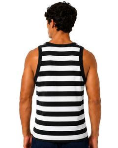Black <b>White</b> Striped <b>Men</b> Cotton Tank Top Sleeveless <b>Vest</b> Casual Summer Gym Fitness Shirt Breathable Loose Fit Streetwear Tank Top - Product Image 2
