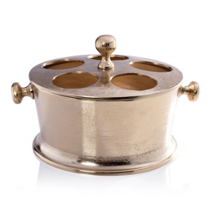 Cubo para Botellas de Champán de Lujo en Latón Envejecido, Centro de Mesa Estilo Vintage, Porta Bebidas de Metal Dorado Texturizado - Product Image 3