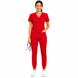 Comfortable Cotton-Polyester Woven Hospital Wear Solid <b>Colour</b> Top Pants Set Premium High Stretch Healthcare Uniform Slim Fit - Product Image 2