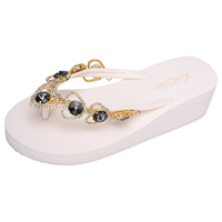 Tongs compensées pour femmes avec strass, semelle épaisse en EVA, antidérapantes, légères et confortables pour la plage et la piscine