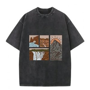 Camisetas Oversize Grises para Hombre con Hombros Caídos, Lavado Ácido, Algodón Pesado, Precio de Fábrica, Proveedor OEM Personalizado, Tejido Fresco de Verano - Product Image 1