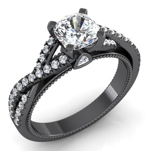 Bague pour femme en or noir avec diamant de laboratoire cultivé en laboratoire et accents de pierres précieuses - Product Image 4