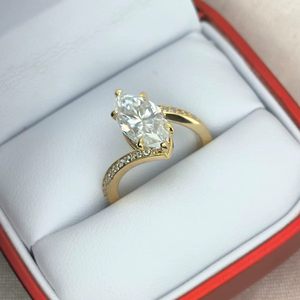 Customizable 14K 18K gold Set Simple <b>Love</b> Women's Wedding Marquise Ring labgrown diamond Engagement Anniversary - Product Image 1