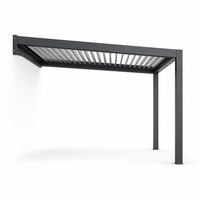Pergola motorisée à lames orientables en alliage d'aluminium thermolaqué, avec capteur de pluie, LED, écologique, résistante au vent, pour jardin extérieur
