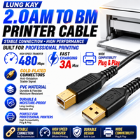 Câble d'imprimante USB 2.0 LUNG KAY Durable SR plaqué or haute vitesse A vers B pour imprimante, scanner de bureau, contrôleur MIDI