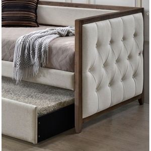 Mobili moderni per la casa Ultra elegante 1 pezzo struttura in legno massello Beige tessuto imbottito con Tufted Daybed per soggiorno - Product Image 3