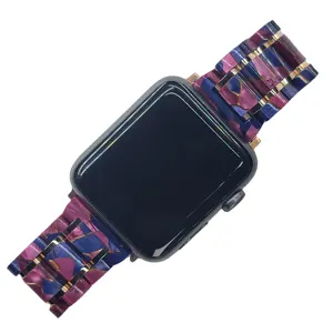 Series 1-9 Ultra Smart Wrist Watch MAGENTA and INDIGO Jewel Tone with Gold Accent ACETATE i Watch Band Bracelet Bangle