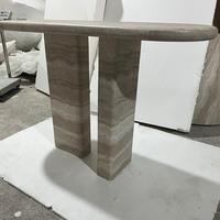 Table console en fibre de verre imitation pierre, finition autocollante travertin, table de canapé, meuble de hall d'entrée, table de couloir, table console moderne