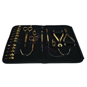 Juego de Herramientas Premium para Extensiones de Cabello Microlink Doradas con Alicates para Engarzar y Remover Microperlas, Removedor de Fusion Bond, Peine de Cola de Rata y Clips - Product Image 1