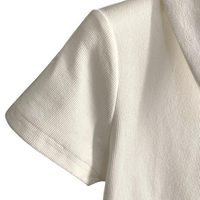 T-shirt côtelé décontracté respirant à col revers pour femme grande taille 2023, avec impression sérigraphique en relief personnalisée, haut court d'été