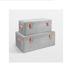 Boîte de rangement vintage en métal avec couvercle à charnières, design classique, ensemble empilable, trois couleurs disponibles, pour organiser les articles divers - Product Image 2