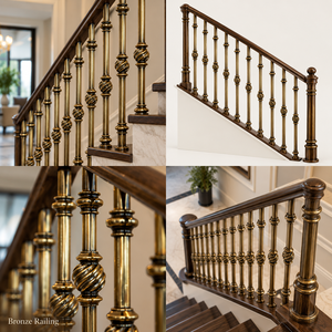 Barandilla de Bronce Trenzado con Pernos en Espiral para Hoteles de Lujo, Villas y Escaleras Clásicas - Product Image 5