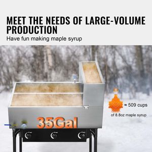 Vasca evaporatrice per sciroppo d'acero da 35 galloni con termometro e valvole per 509 tazze di sciroppo da 8,8 once - Product Image 2