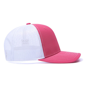 Gorra Trucker Rosa de 6 Paneles Unisex Ajustada de Malla Casual de Color Sólido para Primavera Verano con Bloques de Color y Perlas - Product Image 4