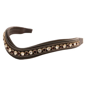 Belle bride d'équitation en cuir souple et rembourrée, avec cristaux, de taille personnalisée, conçue sur mesure, fabriquée à la main, par Horsekraft. - Product Image 1