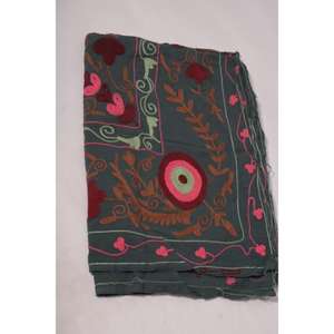 Vintage Handmade Embroidered Kantha Suzani <b>Quilt</b> Eco-Friendly Washable All-Season Cotton Floral Boho Bedspread Indian <b>Throw</b> - Product Image 6